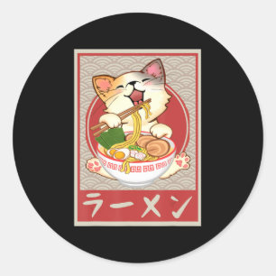 Kawaii Cat Ramen Anime Japanse Gift Girls Ronde Sticker