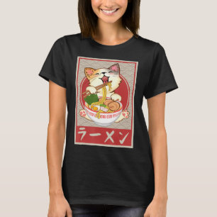 Kawaii Cat Ramen Anime Japanse Gift Girls T-shirt