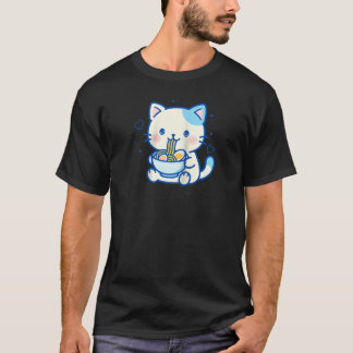 Kawaii Cat Ramen Japanese Cute Aesthetic Anime Gir T-shirt