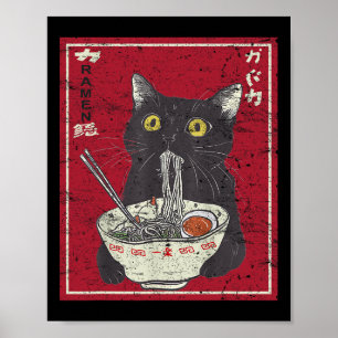 Kawaii Cat Ramen Japans eten Grappige Anime Girls Poster