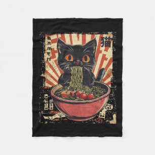 Kawaii Cat Ramen Noodle Grappige Japanse anime Man Fleece Deken
