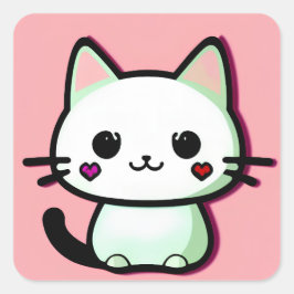 Kawaii Cat Vierkante Sticker