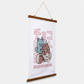 Kawaii Cat with Chocolate Milk – Japanese Pop Art Hangend Wandkleed (Gebogen)