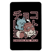 Kawaii Cat with Chocolate Milk – Japanese Pop Art Magneet (Verticaal)