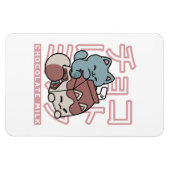 Kawaii Cat with Chocolate Milk – Japanese Pop Art Magneet (Horizontaal)