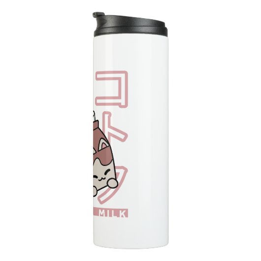 Kawaii Cat with Chocolate Milk – Japanese Pop Art Thermosbeker (Geroteerd rechts)
