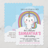 Kawaii Catcorn Cat Unicorn Party Kaart (Voorkant / Achterkant)