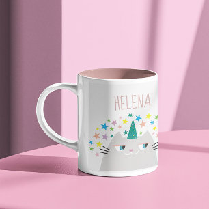Kawaii Caticorn Naam Tweekleurige Koffiemok