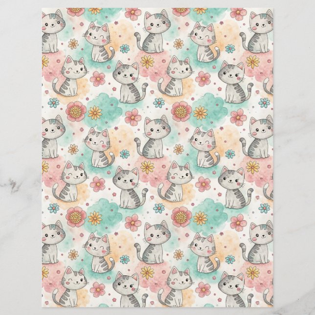 Kawaii cats kat patroon plakboek papier (Voorkant)