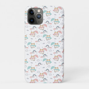Kawaii Cats Rainy Day Pattern iPhone 11 Pro Hoesje