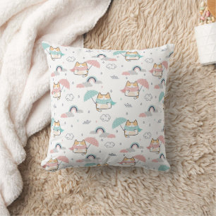 Kawaii Cats Rainy Day Pattern Sierkussen