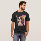 Kawaii Cavalier King Charles Pastel Rainbow sky T-shirt (Voorkant volledig)