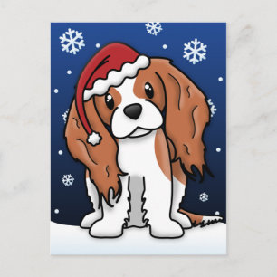 Kawaii Cavalier Spaniel Christmas Postcard Feestdagenkaart