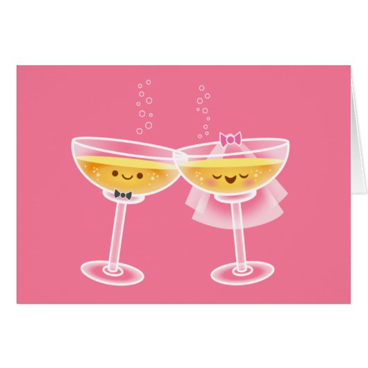 Kawaii Champagne Card (Voorkant Horizontaal)