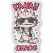 Kawaii Chaos Cool Axolotl Sunglasses LeatherJacket Sticker (Voorkant)