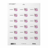 Kawaii Chat étiquette de adresse d'anniversaire SI (Feuille entière)