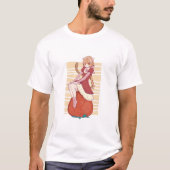 Kawaii Chat Lady sur T-shirt caricature fraise (Devant)