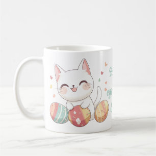 Kawaii Chat Mug de Pâques avec des oeufs - Cadeau