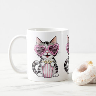Kawaii Chat Mug - Lunettes de coeur adorables Kitt