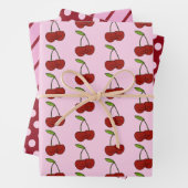 Kawaii Cherries, Polka Dots and Stripes Set van 3 Inpakpapier Vel (In situ)