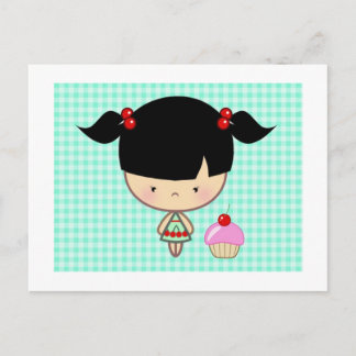 Kawaii Cherry Cupcake Briefkaart
