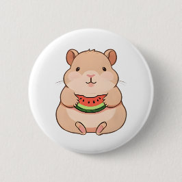 Kawaii Chibi Capybara Eet Partje Watermeloen Ronde Button 5,7 Cm