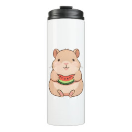 Kawaii Chibi Capybara Eet Partje Watermeloen Thermosbeker