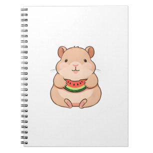Kawaii Chibi Capybara Eet Schijf Watermeloen Notitieboek