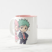 Kawaii Chibi Couple Anime Mug Cute Cadeau (Devant gauche)
