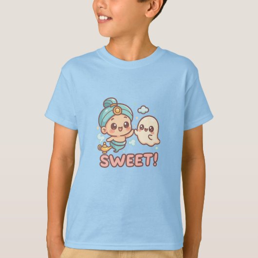 Kawaii Chibi Genie & Ghost High-Five T-shirt (Voorkant)