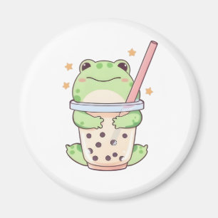 Kawaii Chibi Kikker Knuffelt Bubbeldrank Kop Magneet