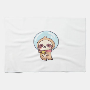 Kawaii Chibi Luiaard Astronaut � Schattige Ruimte Theedoek