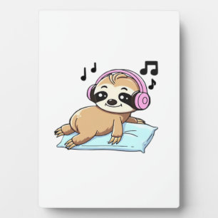 Kawaii Chibi Luiaard die naar Muziek luistert � Cu Fotoplaat