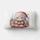 Kawaii Chibi Santa Girl Christmas Kussen (Voorkant)