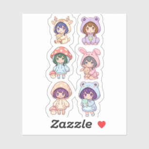 Kawaii Chibi-tekens Verzameling Cute Dieren Hoodie Sticker