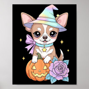 Kawaii Chihuahua Puppylheks Pompoen Halloween Poster