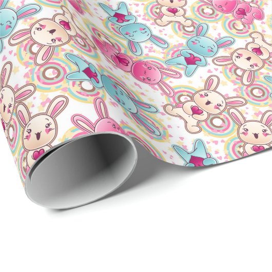 Kawaii Child Pattern met Cute Doodles 2 Cadeaupapier (Rol Hoek)