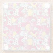 Kawaii Child Pattern met Cute Doodles 2 Glazen Onderzetter (Achterkant)