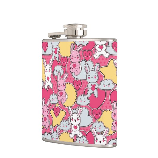 Kawaii Child Pattern met Cute Doodles 2 Heupfles (Links)