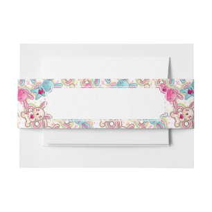 Kawaii Child Pattern met Cute Doodles 2 Uitnodigingen Wikkel