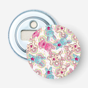 Kawaii Child Pattern met Cute Doodles Button Flesopener