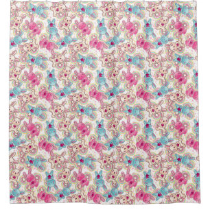 Kawaii Child Pattern met Cute Doodles Douchegordijn