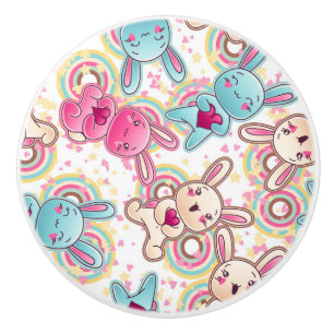 Kawaii Child Pattern met Cute Doodles Keramische Knop