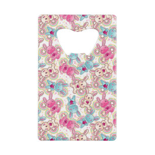 Kawaii Child Pattern met Cute Doodles Kredietkaart Flessenopener