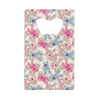 Kawaii Child Pattern met Cute Doodles Kredietkaart Flessenopener