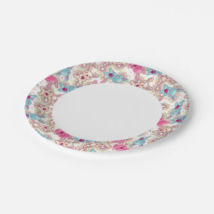 Kawaii Child Pattern met Cute Doodles Papieren Bordje