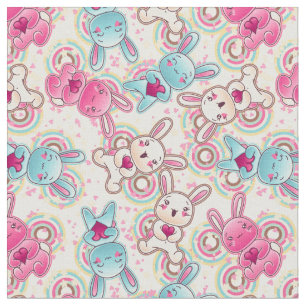 Kawaii Child Pattern met Cute Doodles Stof