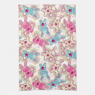 Kawaii Child Pattern met Cute Doodles Theedoek