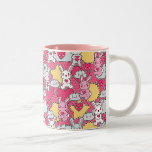 Kawaii Child Pattern met Cute Doodles Tweekleurige Koffiemok