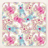 Kawaii Child Pattern met Cute Doodles Vierkante Kartonnen Onderzetter (Voorkant)